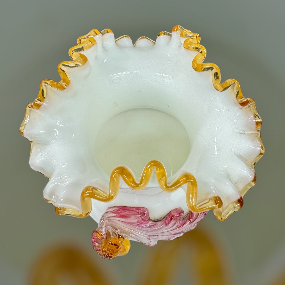 Victorian Stevens and Williams. art glass vase,uranium glass,white opal