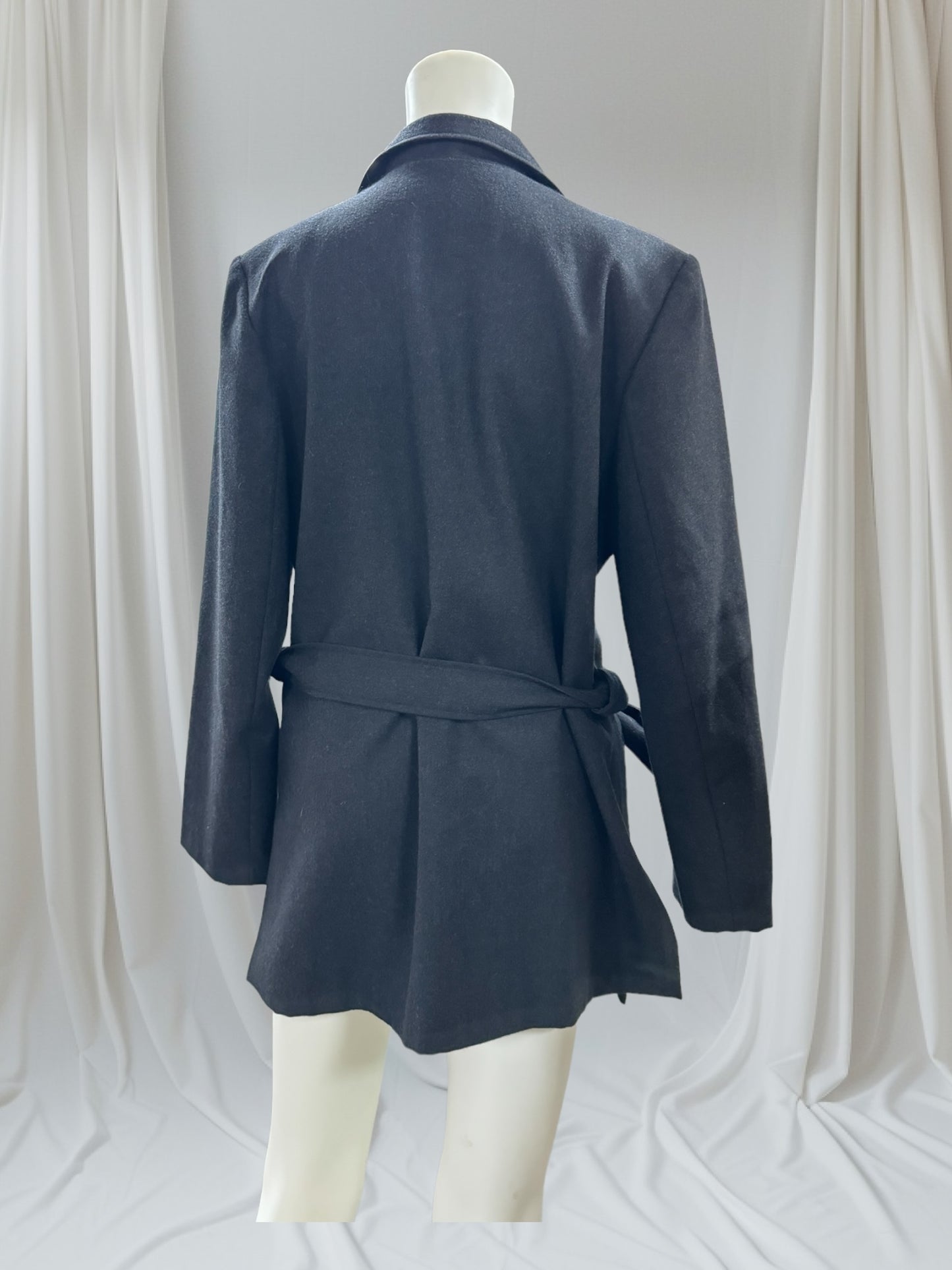 Portfolio Charcoal Wool Tue Waist Jacket, Size 10