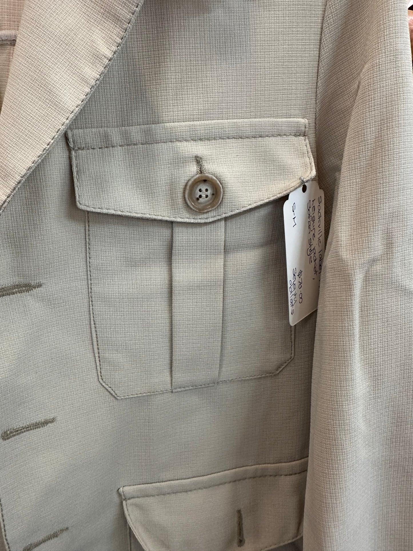 Vintage Beige Safari Jacket – Multi-Pocket – 70s Style