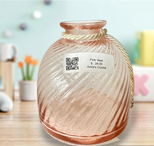 Pink Vase with ribbon