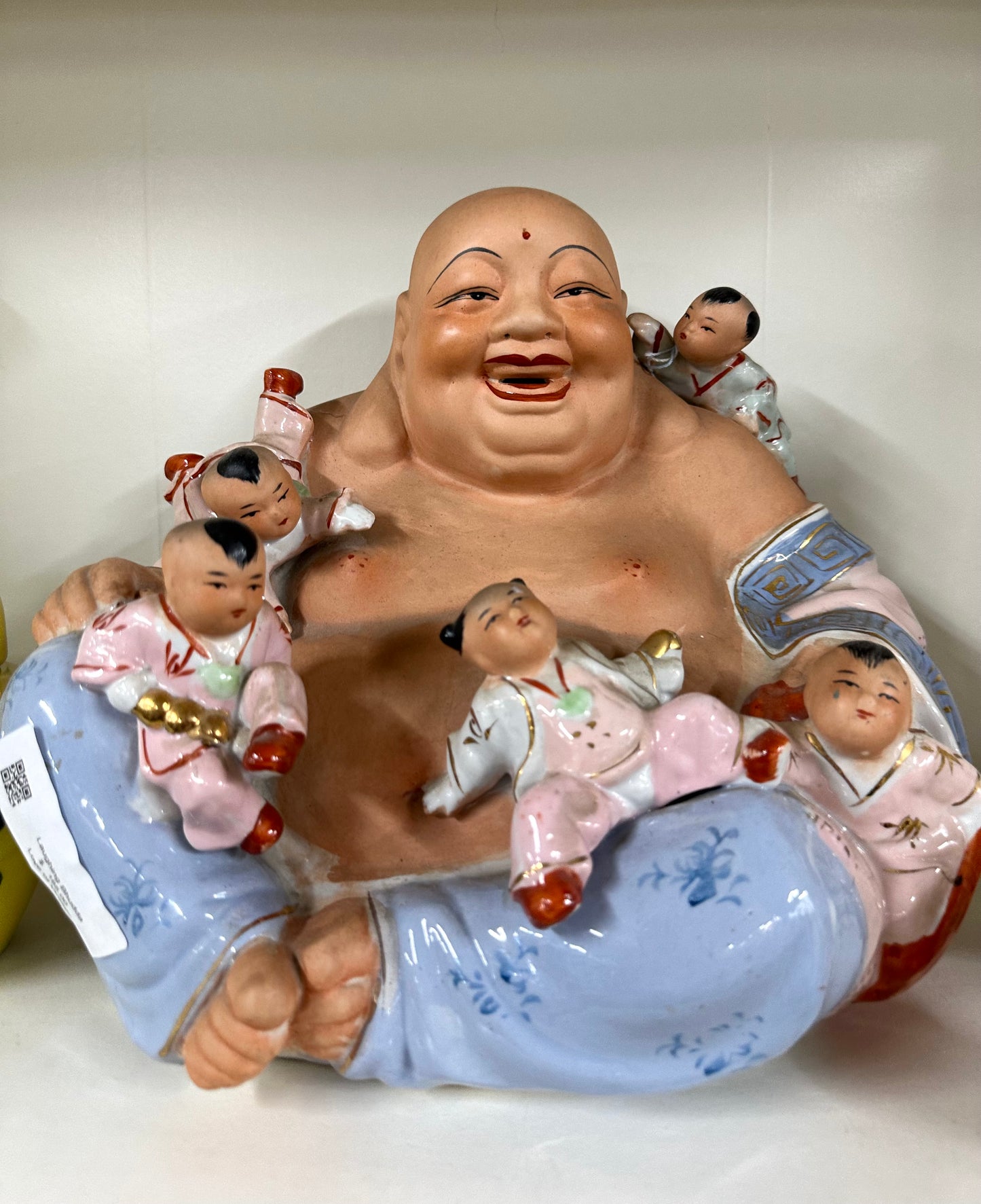 Chinese Porcelain Laughing Bhudda with Children, XL