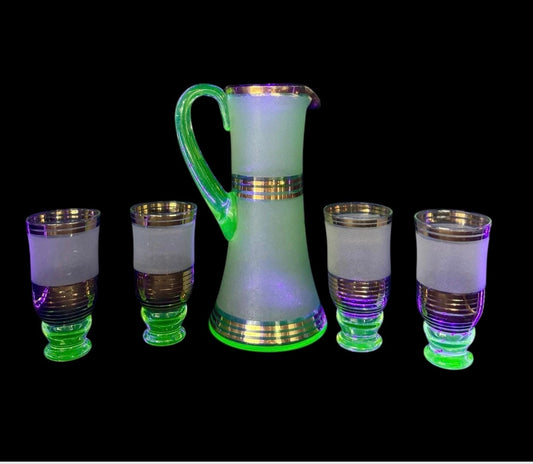 5P Uranium Glass Lemonade Set