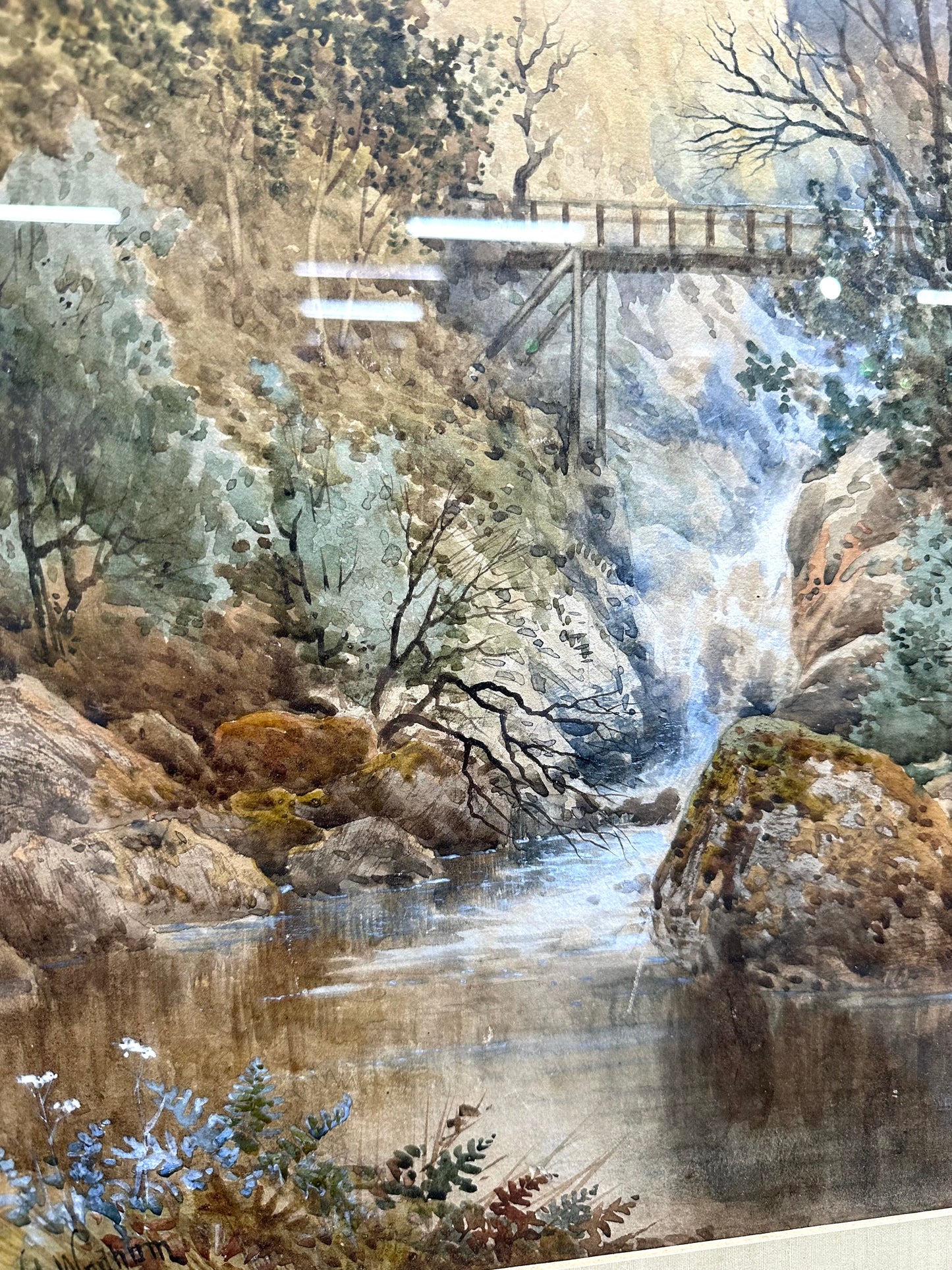 Signed Bridge Scene, 57cm x 73cm