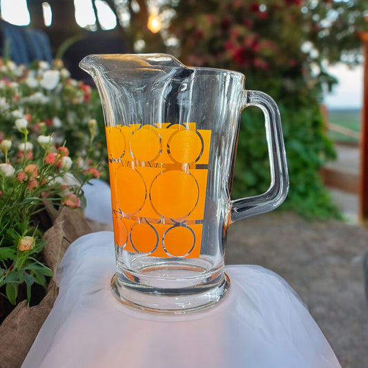 Retro Orange Motif Glass Jug