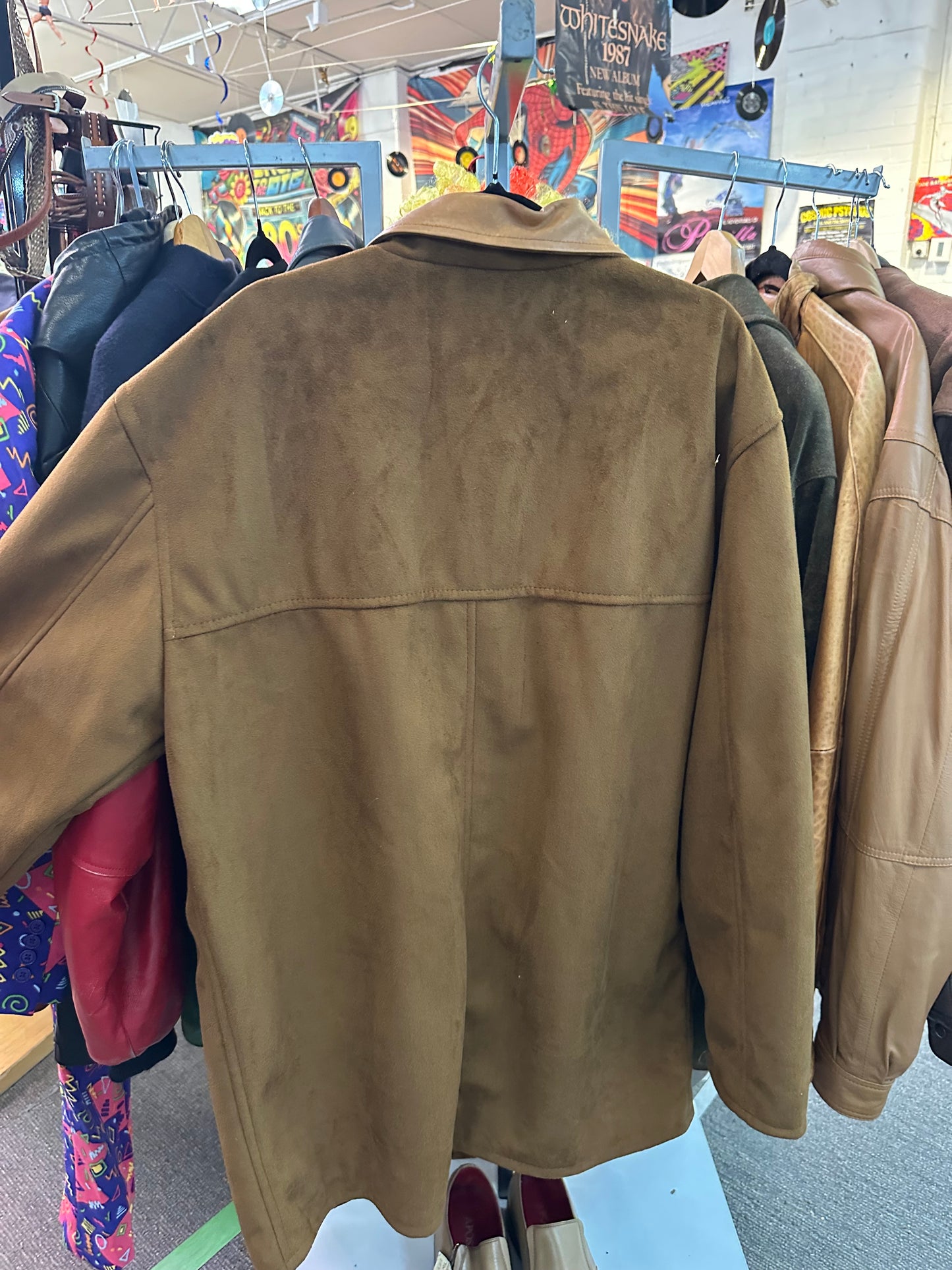 Vintage Italian Faux Suede Jacket with Genuine Leather Trim – Made in Italy