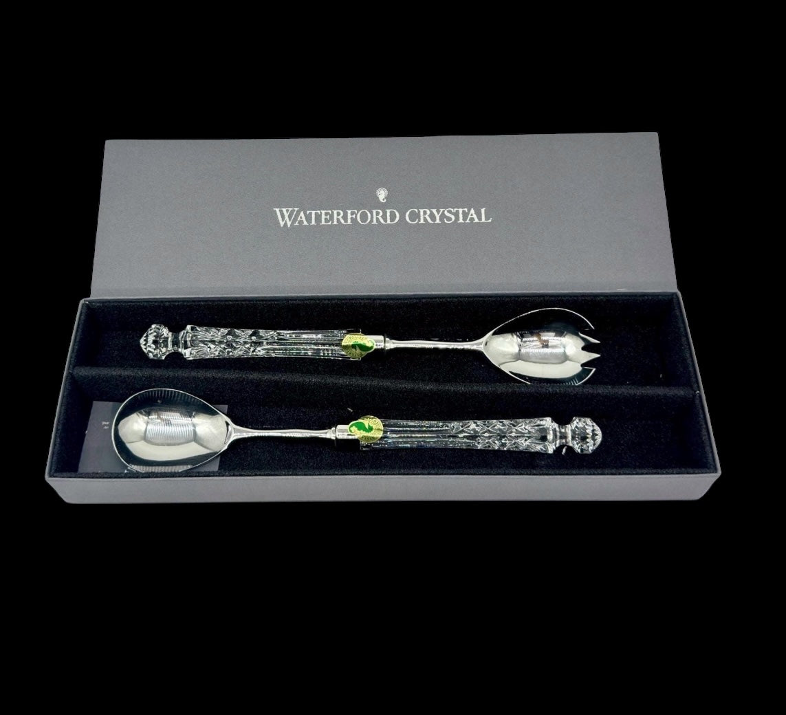 Waterford Crystal Lismore Salad Set, Waterford Lismore Bridal Salad Set, Waterford 7209120023, Serving Spoons, Lismore, New in Gift Box