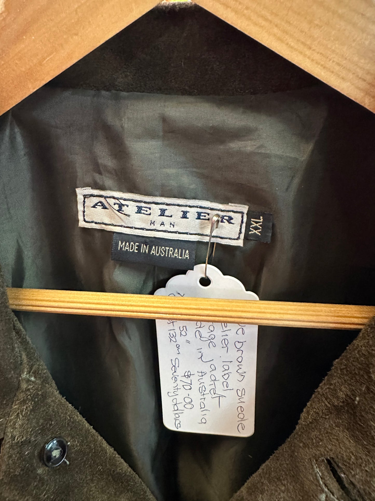 Vintage Atelier Brown Suede Jacket – Made in Australia – XXL