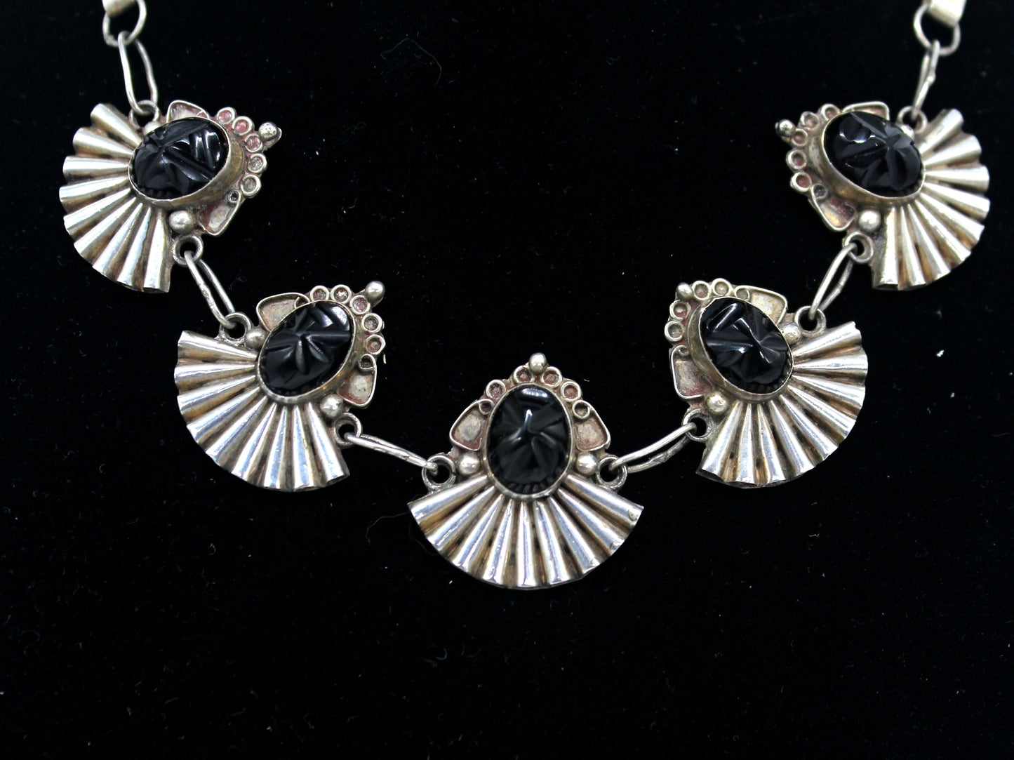 1940's Vintage Mexican Silver Aztec Face Necklace