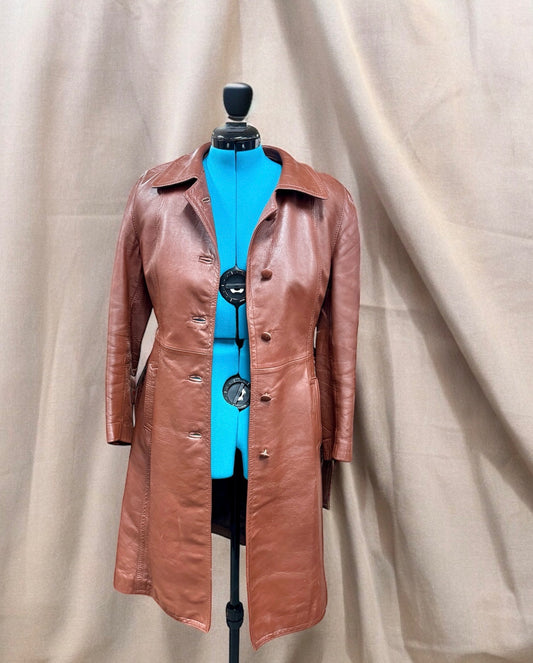 1970s Tan Leather Coat