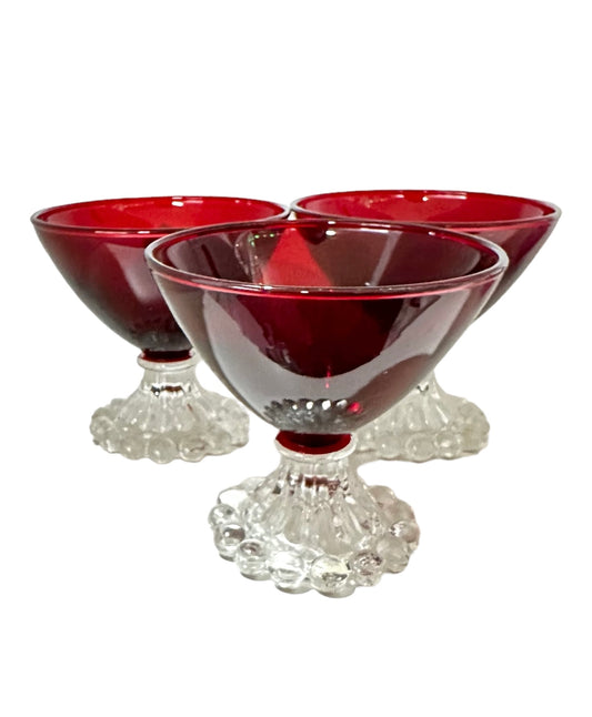 3x Ruby Boopie Sherbet Glasses