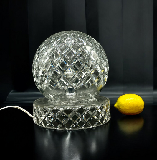 XL Crystal lamp,working order,vintage crystal lamp,mushroom shaped,mid century