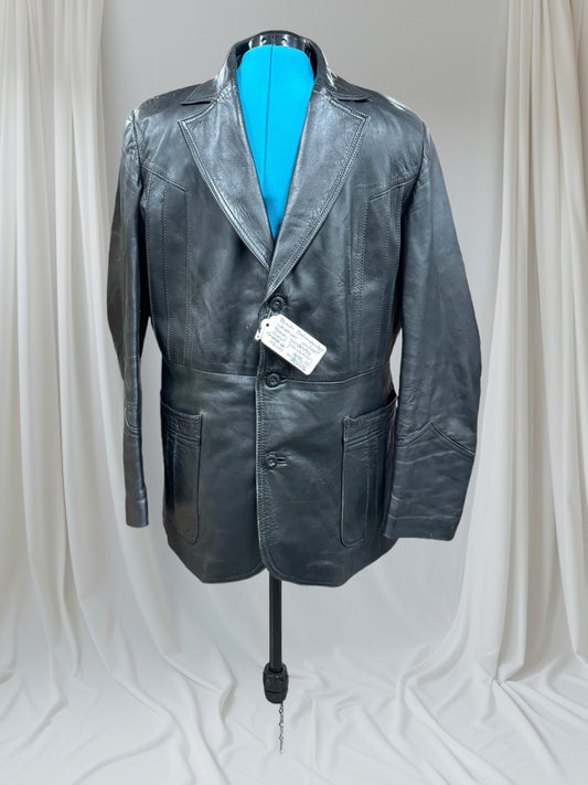 Black Salamander Leather Jacket Patch Pockets Great Condition