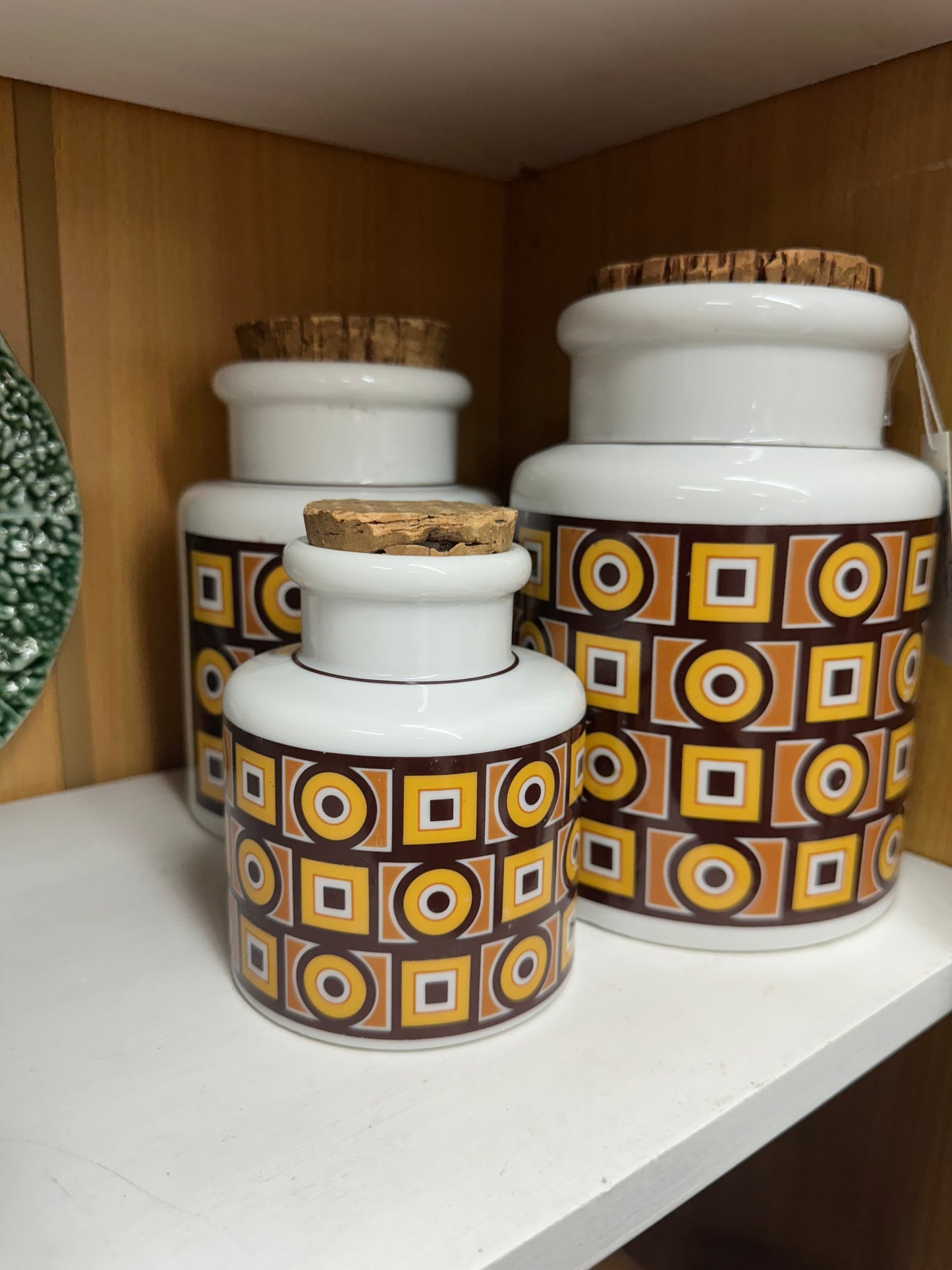 Set of 3 1960s Cannisters with Cork Lids