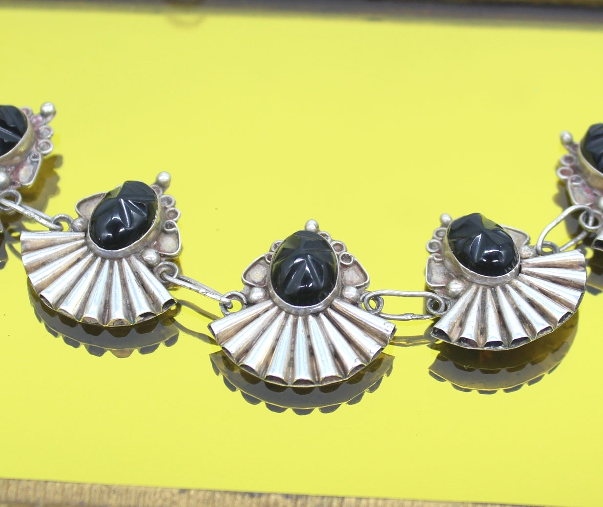 1940's Vintage Mexican Silver Aztec Face Necklace