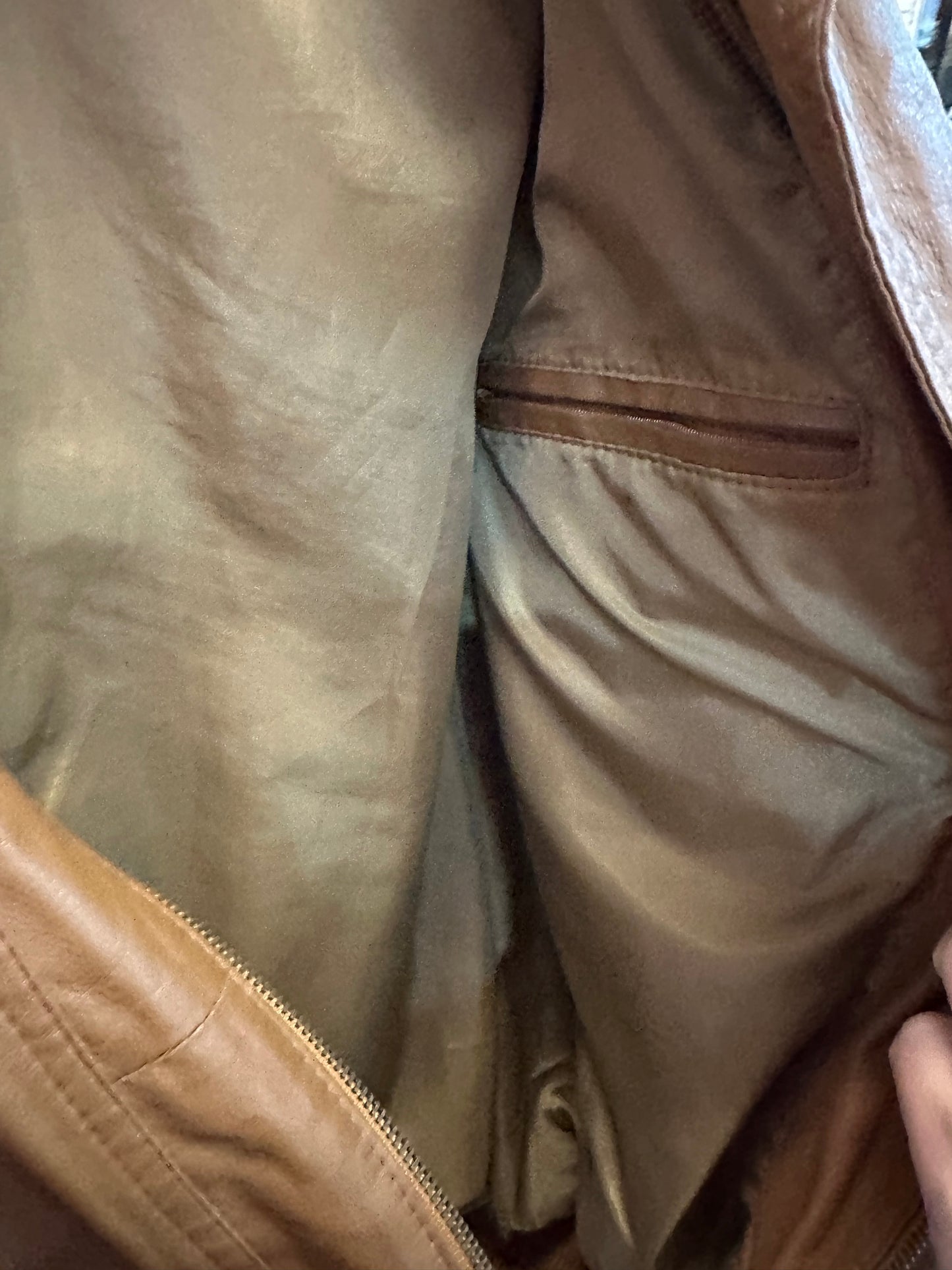 Vintage Popüler Leather Club Tan Leather Jacket – Made in Turkey, L-XL