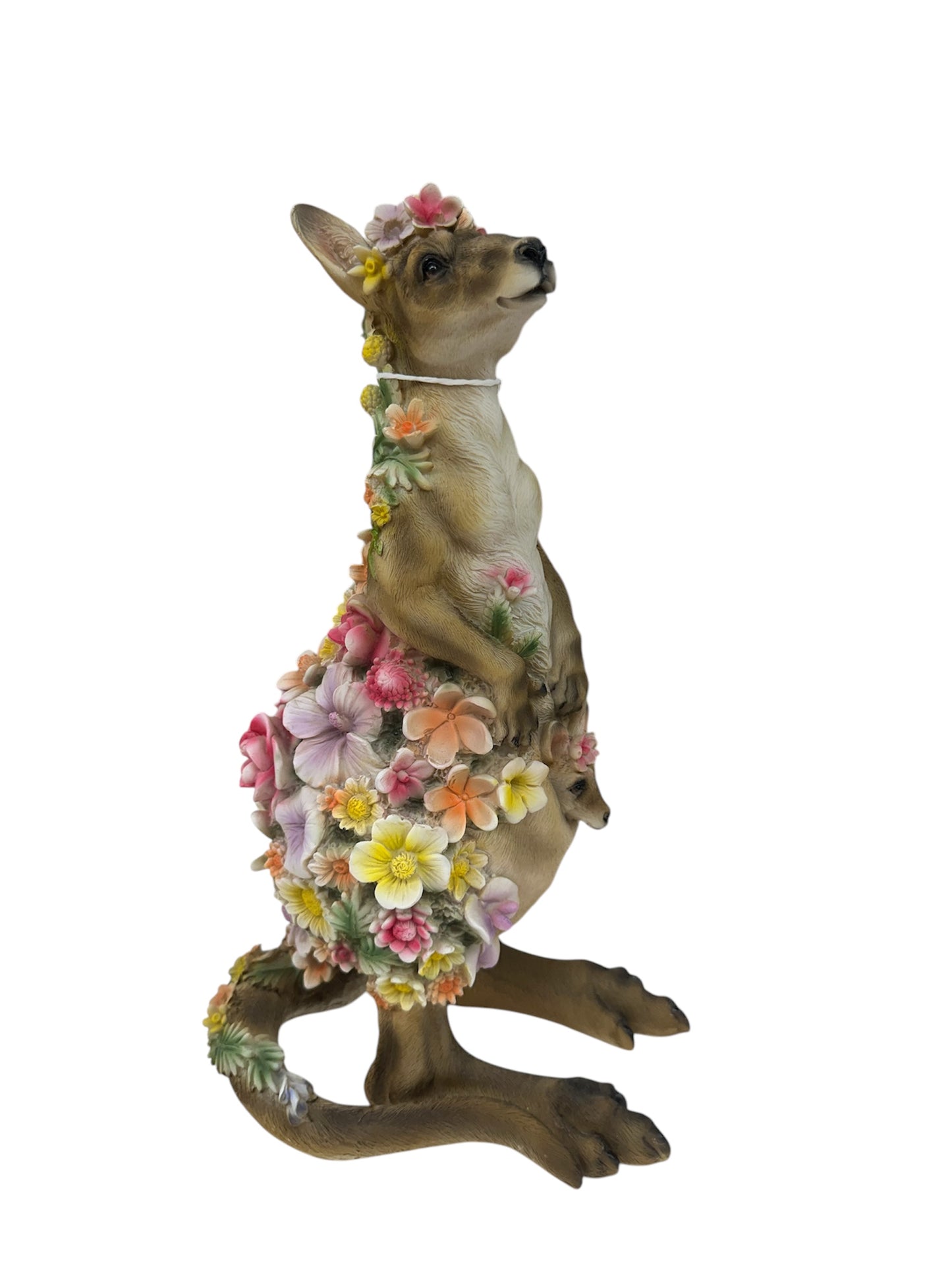 40cm H Kangaroo Joey Floral Design, Ornament Statue, Figurine Garden Sculpture Gift