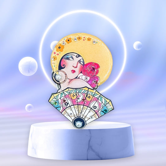 Hand Made Lady Head Brooch By Cat Walk UK