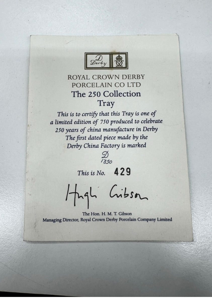 Royal Crown Derby 250th Anniversary Tray with Certificate