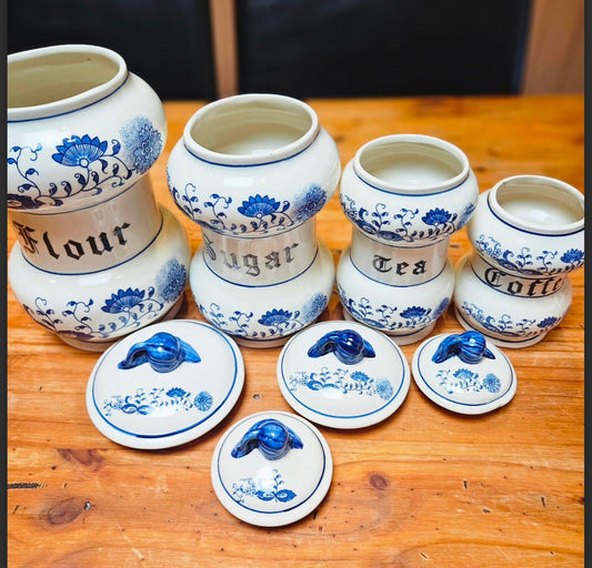 Vintage Blue Onion Tea Canister