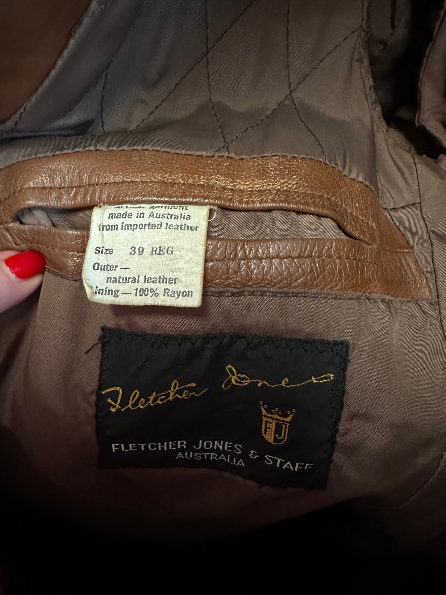 Vintage Fletcher Jones Leather Jacket – 1970s – Size 39 REG