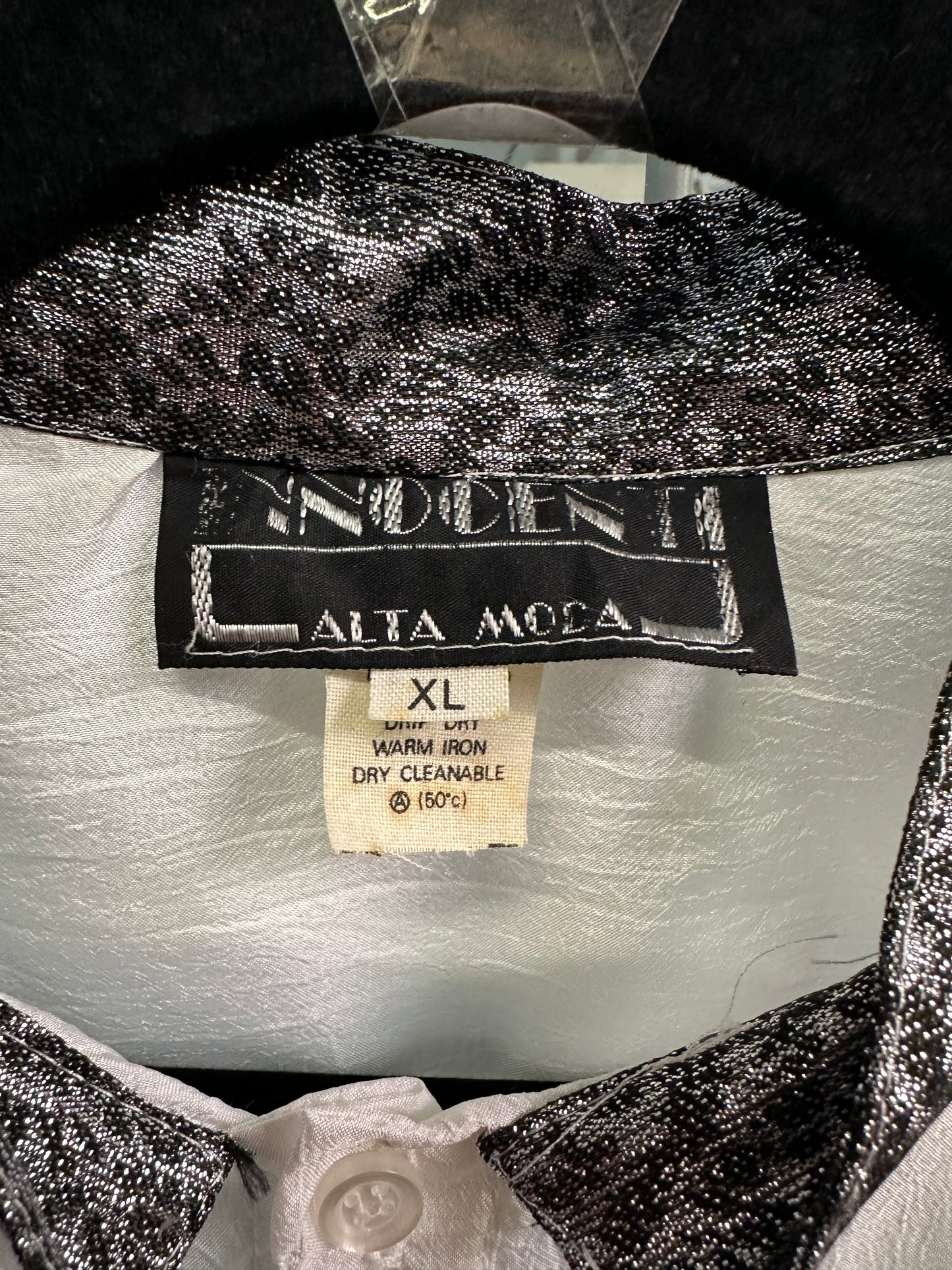 Vintage Italian Tuxedo Dinner Shirt – Silver Lurex Trim – XL