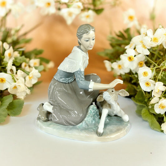 LIadro "Caressing A Little Calf" Porcelain Figurine #4827