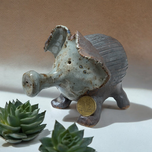 Signed Pottery Pig Figurine