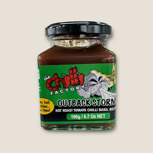 The Chilli Factory OUTBACK STORM
Hot Roast Tomato Chilli Basil Relish