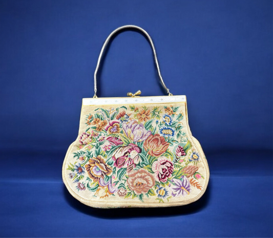 Victorian style Tapestry bag Floral Petit Point Double Sided,embroidered