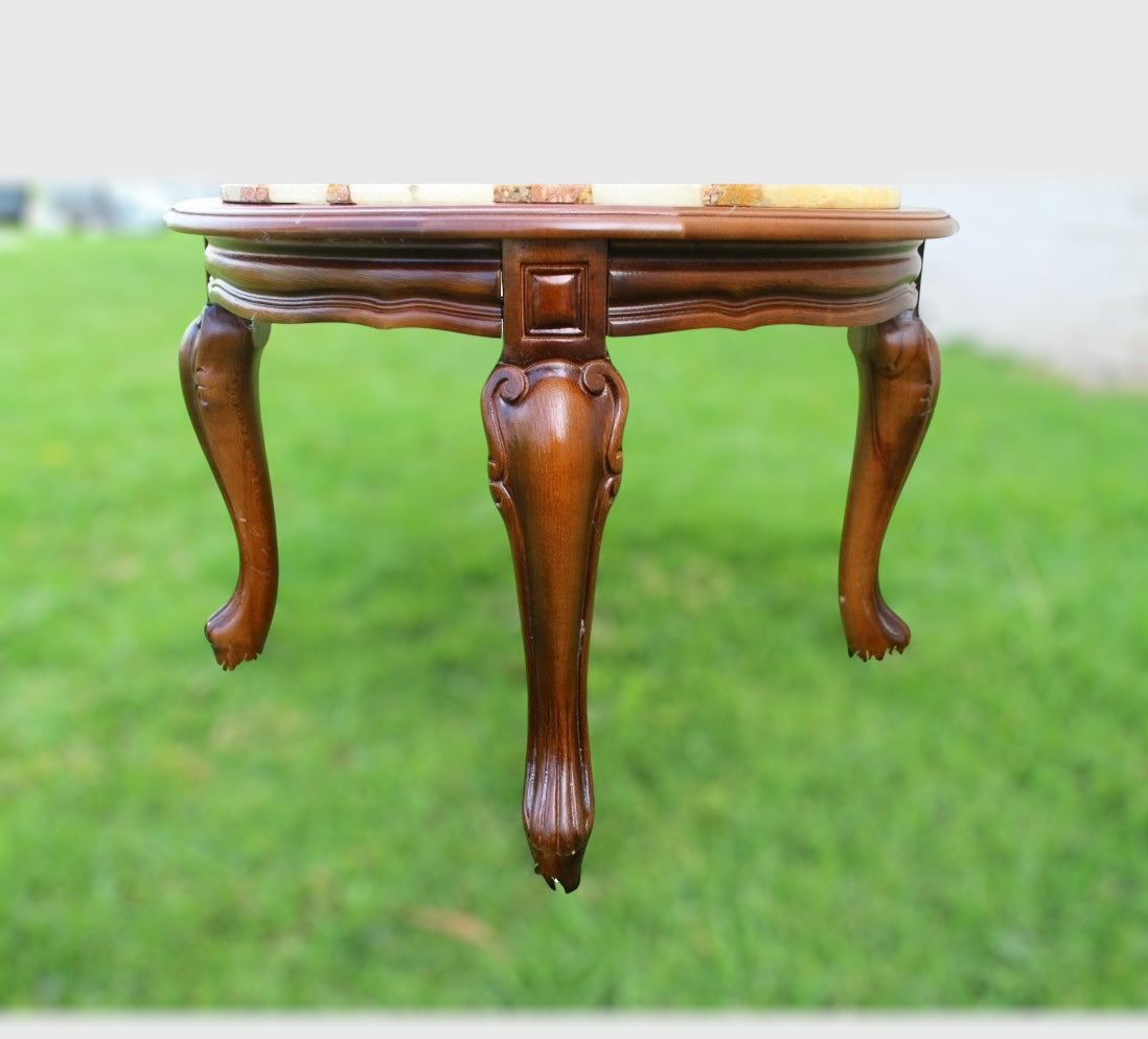 French Style Marble Onyx Wooden Coffee Table