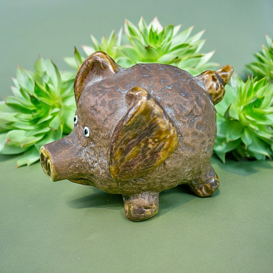 Japanese Pottery Pig Figurine