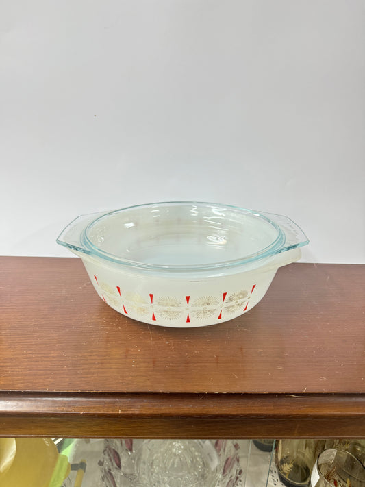 Gold/Red Agee Pyrex Dish