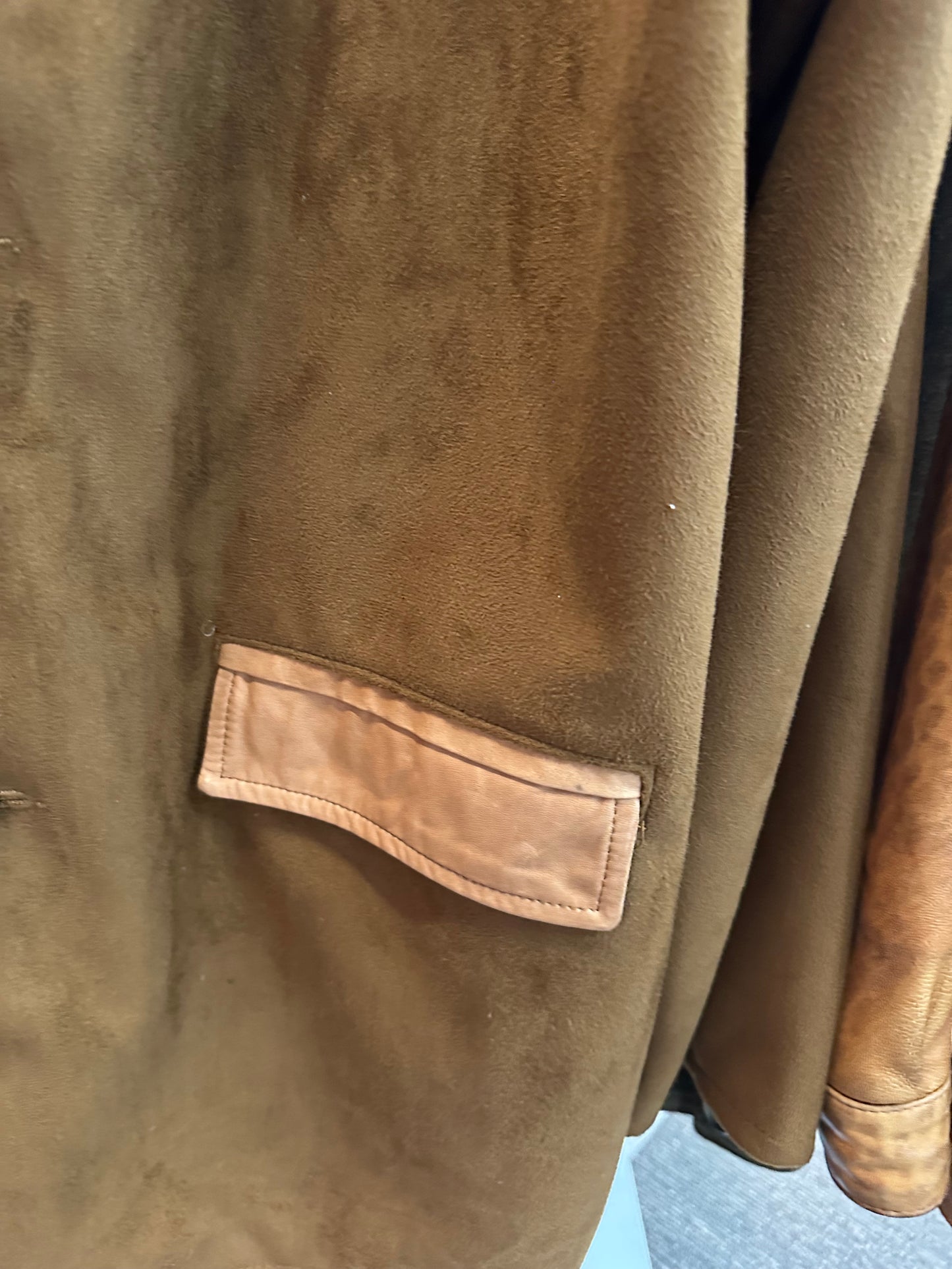 Vintage Italian Faux Suede Jacket with Genuine Leather Trim – Made in Italy