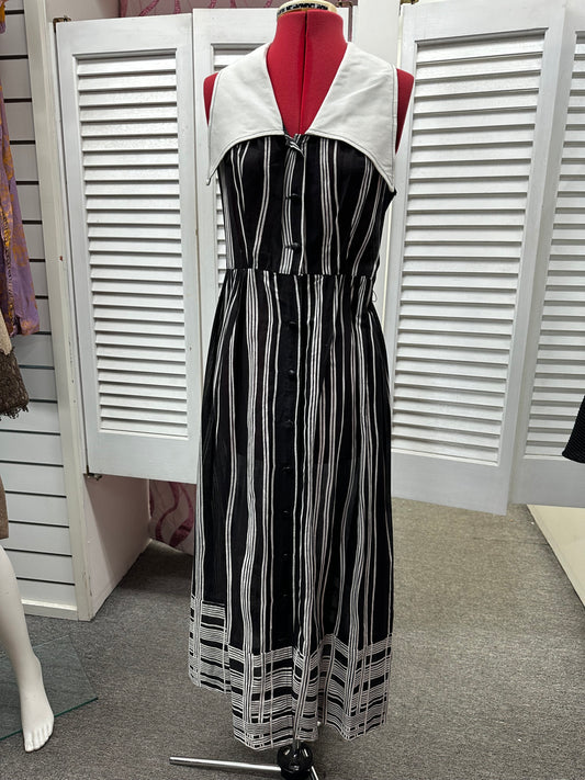 1970s Leroy Black and White Dress