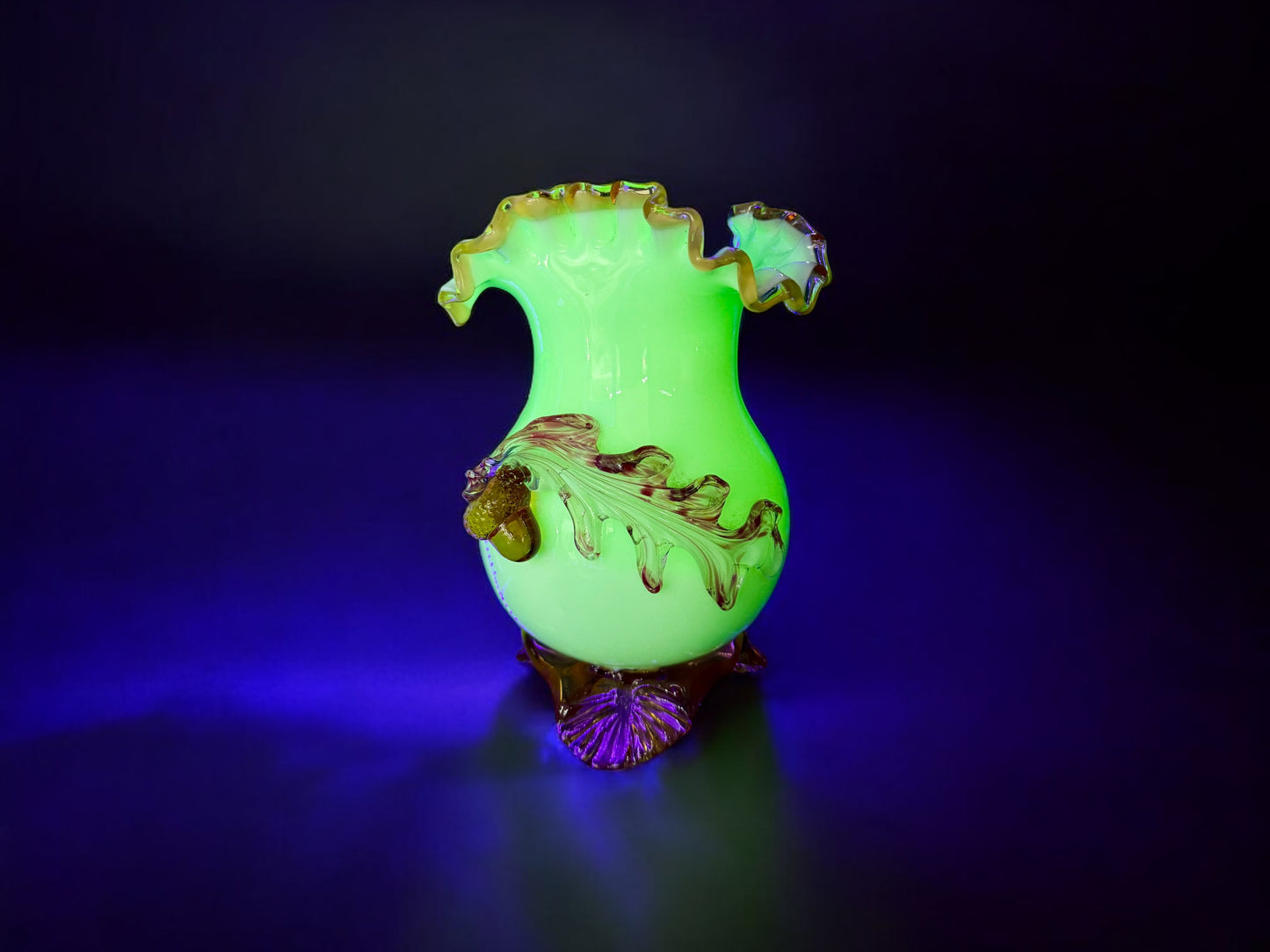 Victorian Stevens and Williams. art glass vase,uranium glass,white opal