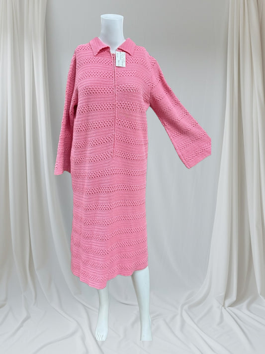 Pink Lined Hand Crochet Dress