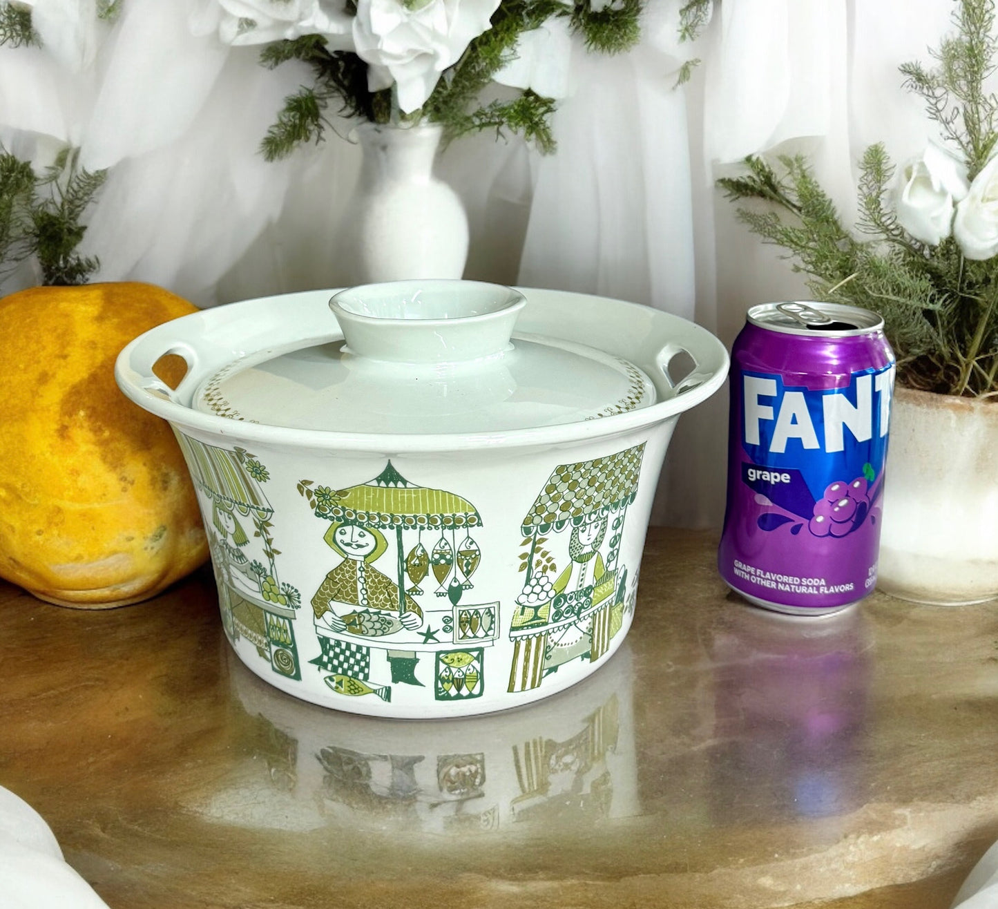 Big Figgjo Flint Market Casserole, Figgjo Flint Norway, 60's Scandinavian Design Cookware, Round Casserole With Lid