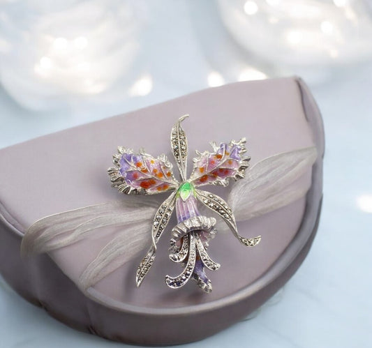 1940s Orchid Flower vintage Brooch