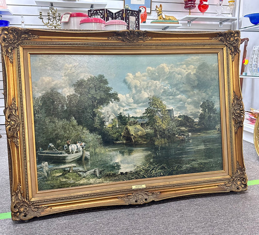 Large vintage framed print after Constable’s The White Horse. Ornate gilt frame. 110 × 82 cm.