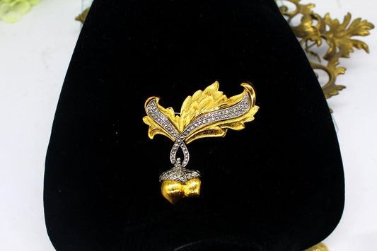 Avon Elegant Acorn Brooch with marcasite rhinestones