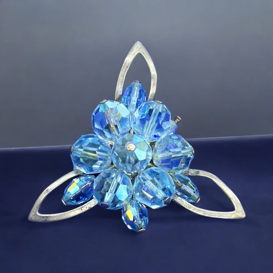 Vintage Blue Rhinestone Brooch