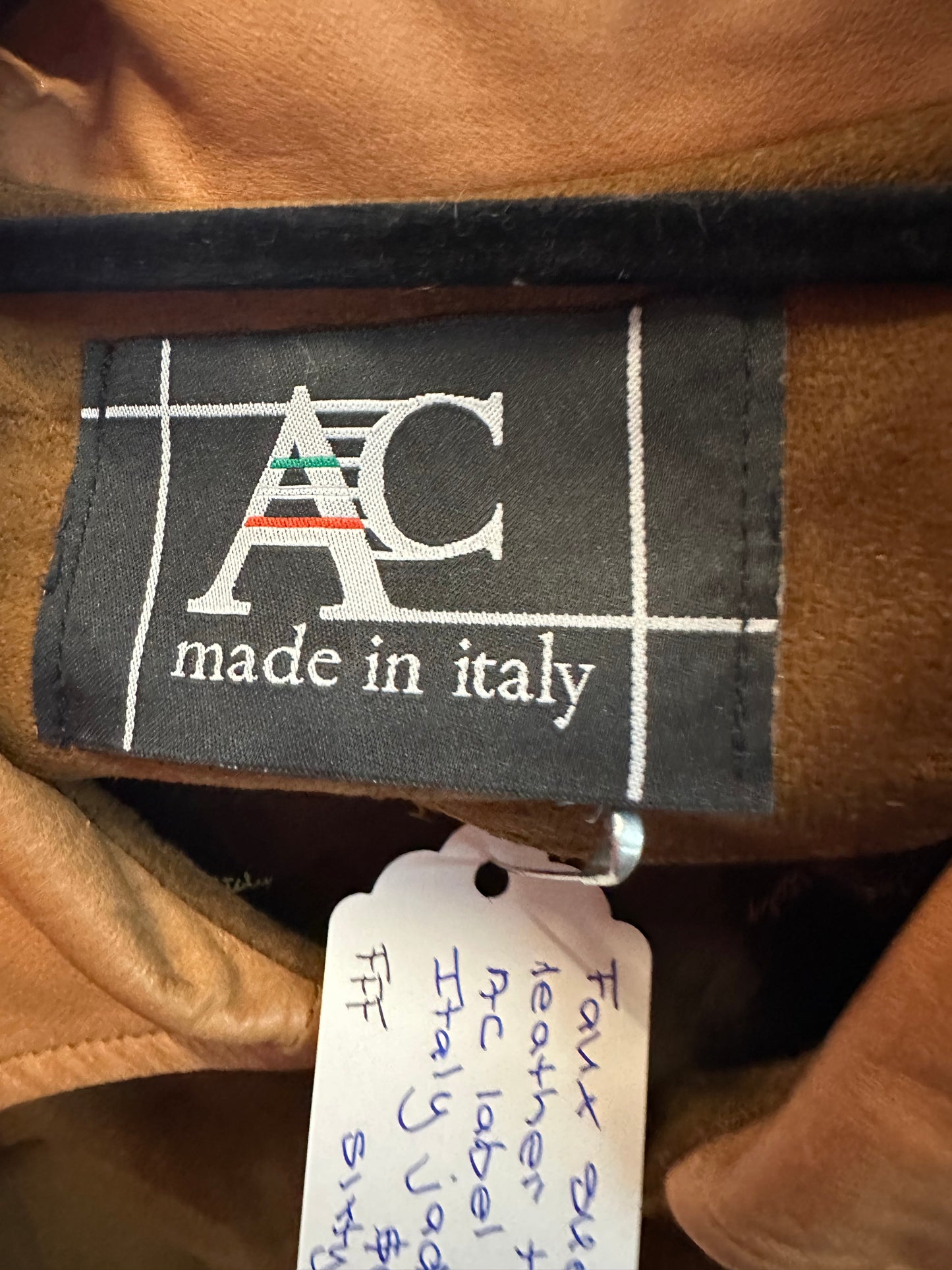 Vintage Italian Faux Suede Jacket with Genuine Leather Trim – Made in Italy