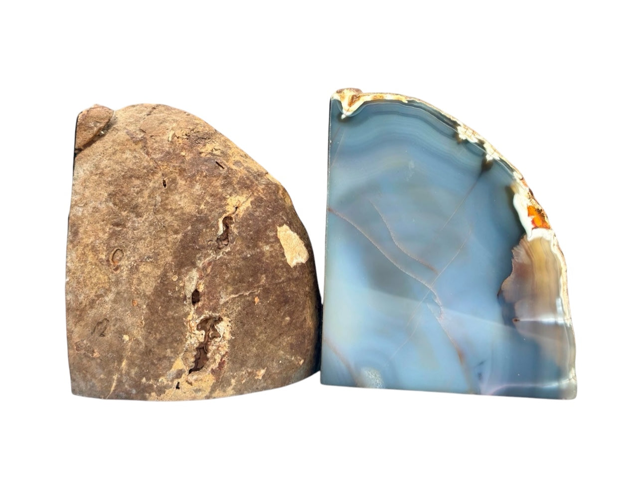 Pair Natural agate bookends