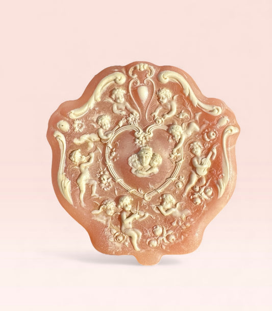 big INCOLAY STONE Trinket/pink Jewelry Box Angels Cherubs,jewelry box