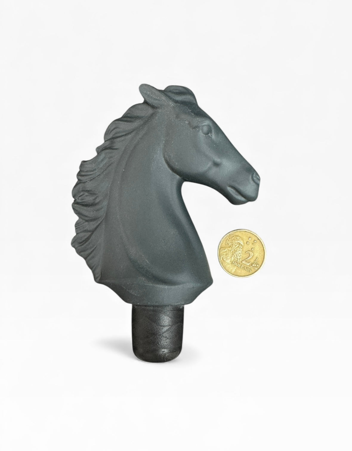 Lladró Porcelain Horse Bottle Stopper – Matte Black – Original Box
