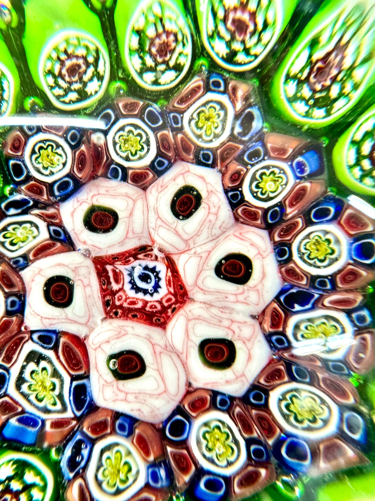 Millefiori murano style glass paperweight,art glass,hand blown