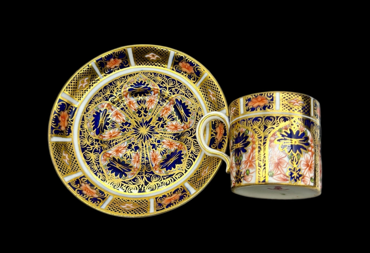 Royal Crown Derby Old Imari 1128 Coffee Cup & Saucer – Cobalt Blue & Gold Fine Bone China England