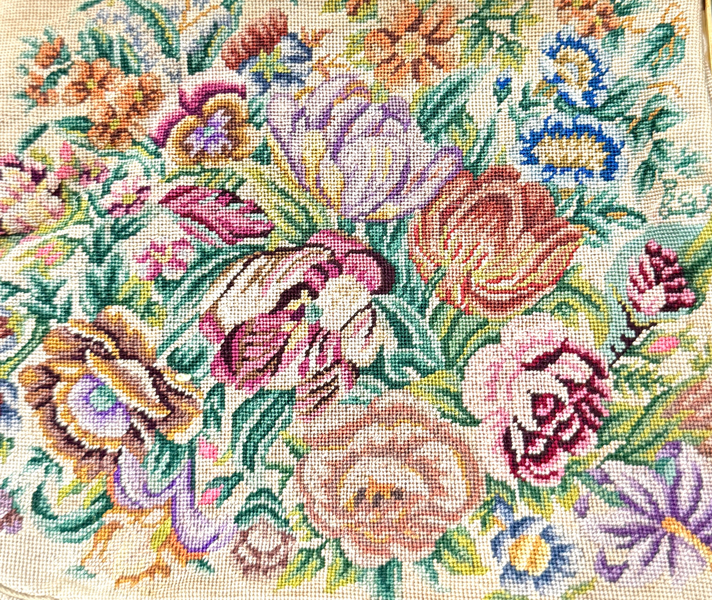 Victorian style Tapestry bag Floral Petit Point Double Sided,embroidered