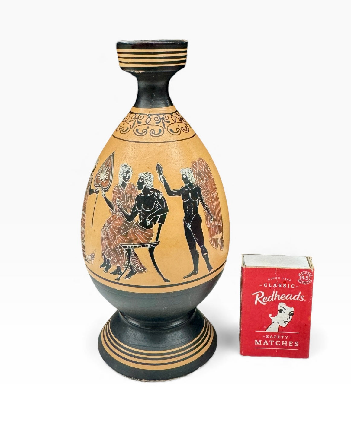 Vtg Greek Plate Reproduction Copy Of circa 550BC vase, Hand Made Terracotta Clay Pottery Ancient Greece