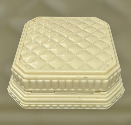 Vintage Casecraft Jewellery Box, Ivory Quilted Plastic Trinket Box, Velvet Interior, Made in Australia